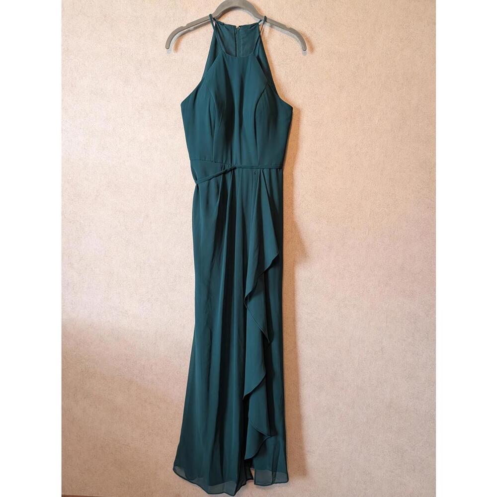david's bridal dark green bridesmaid dresses | | Davids Bridal Cascade Maxi Bridesmaids Dress Sz 2 Eucalyptus